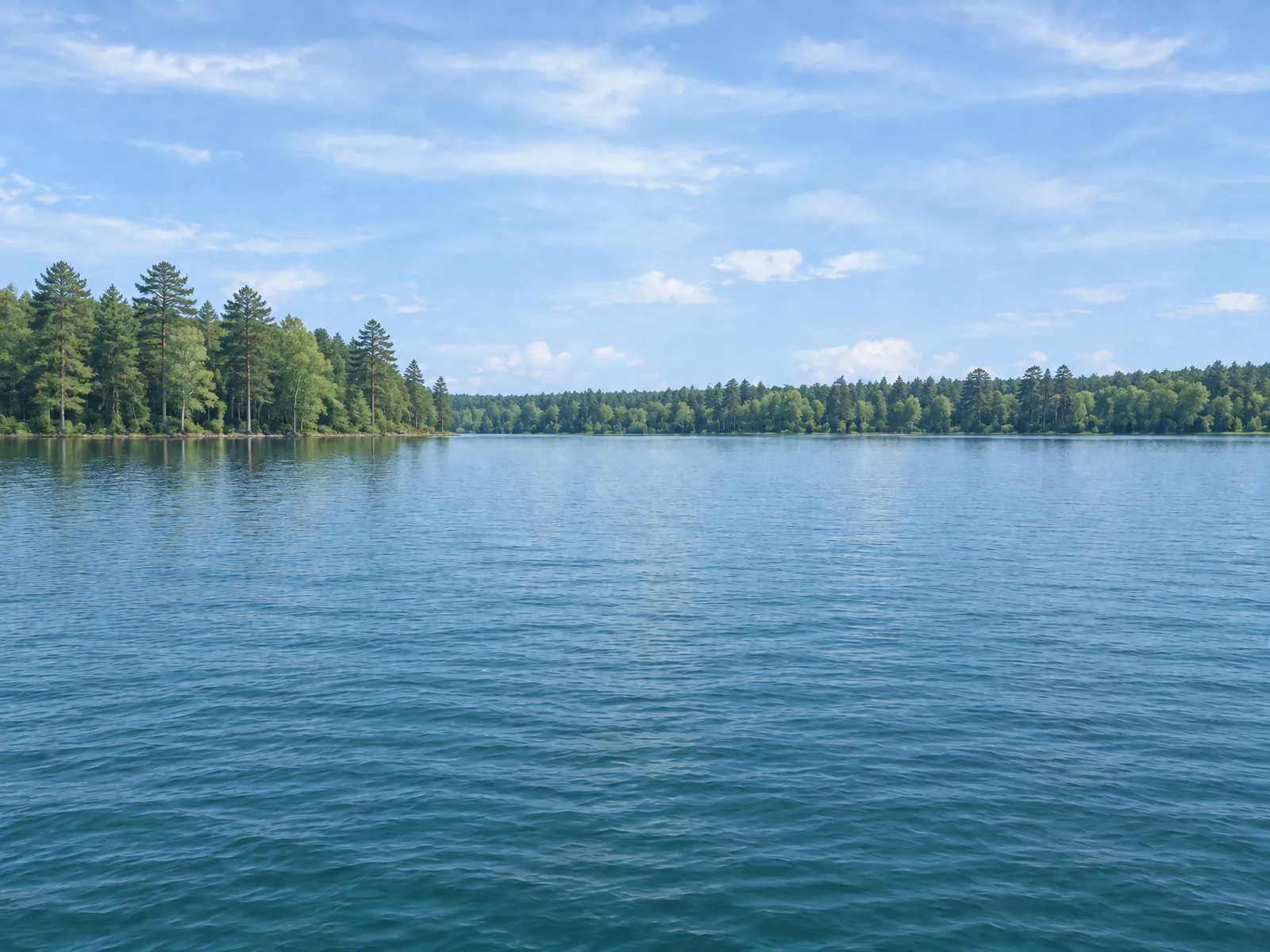 The “Wooded shoreline” background on its own, with no vehicle.