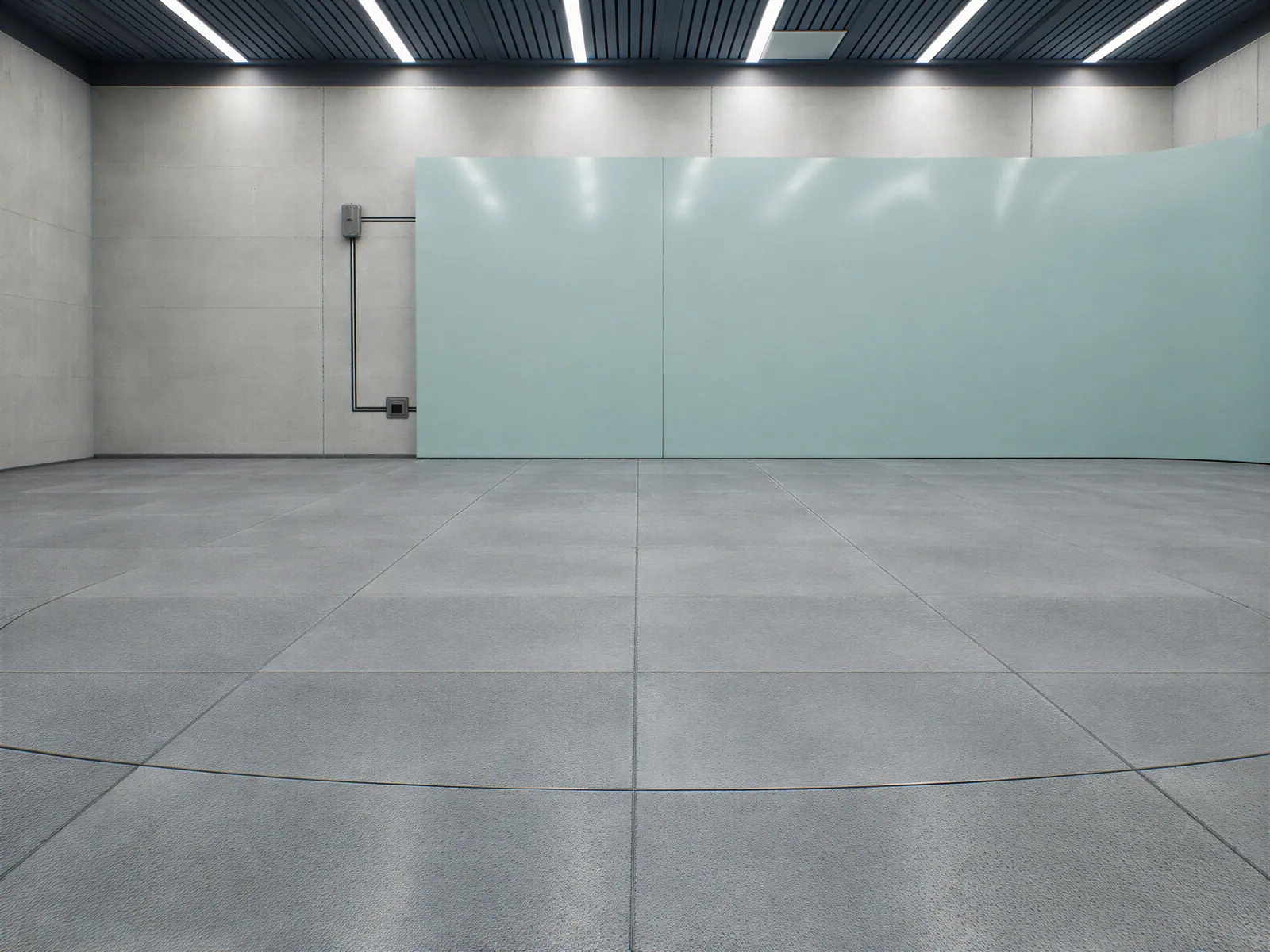 The “Concrete bay, mint wall, ring” background on its own, with no vehicle.