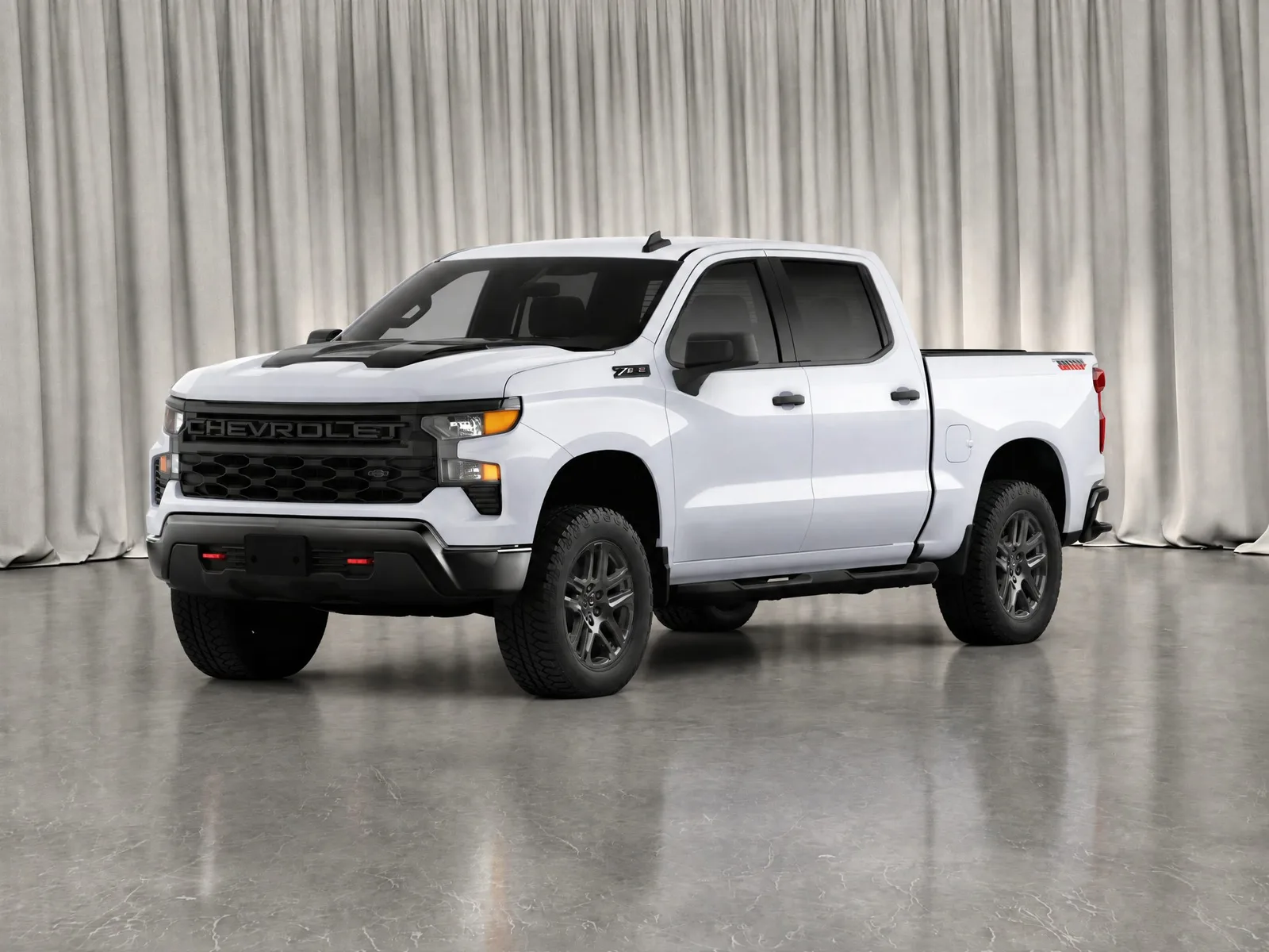 Pickup truck on the “Ivory drapes” background.