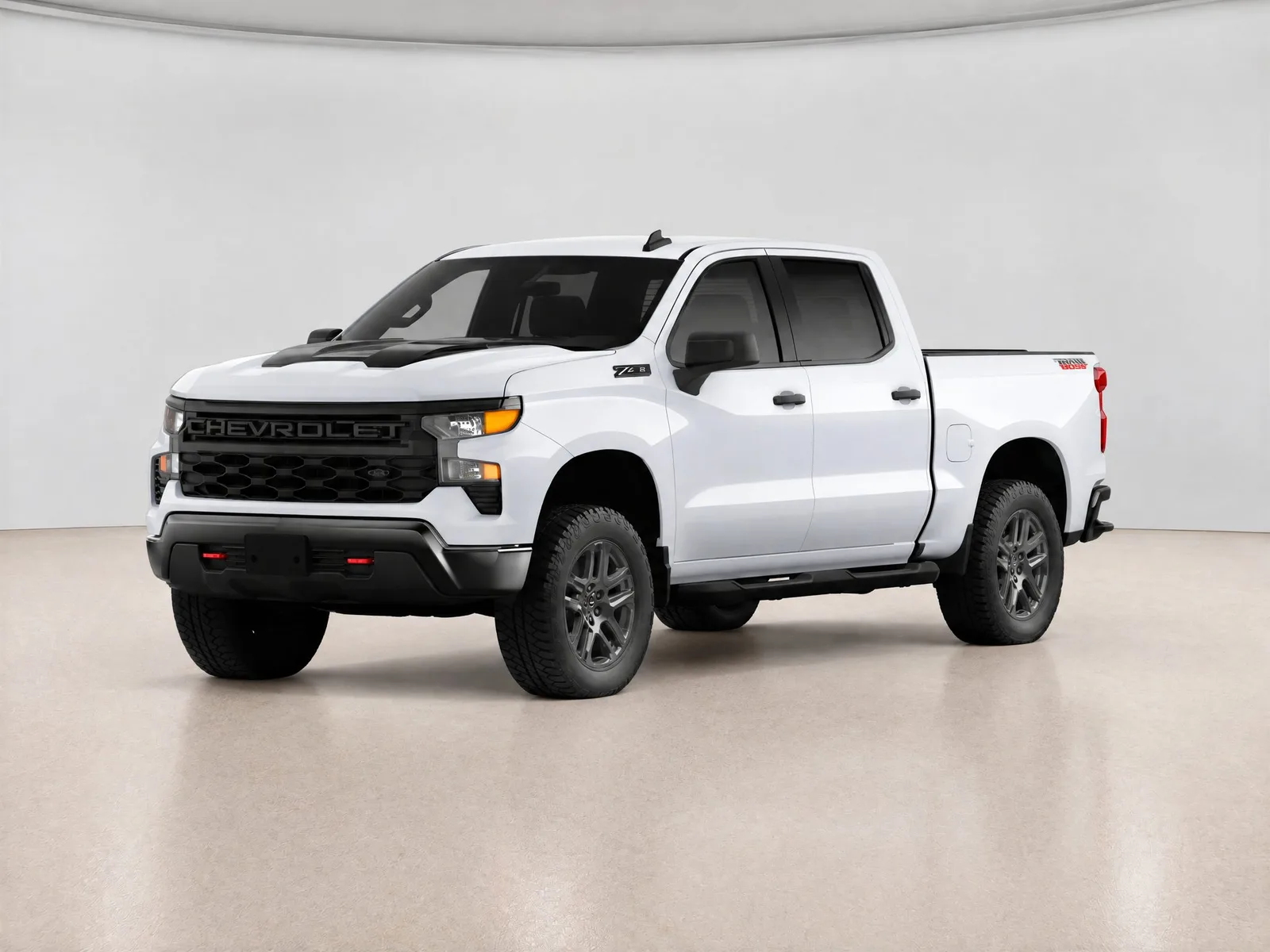 Pickup truck on the “White backdrop, cream floor” background.