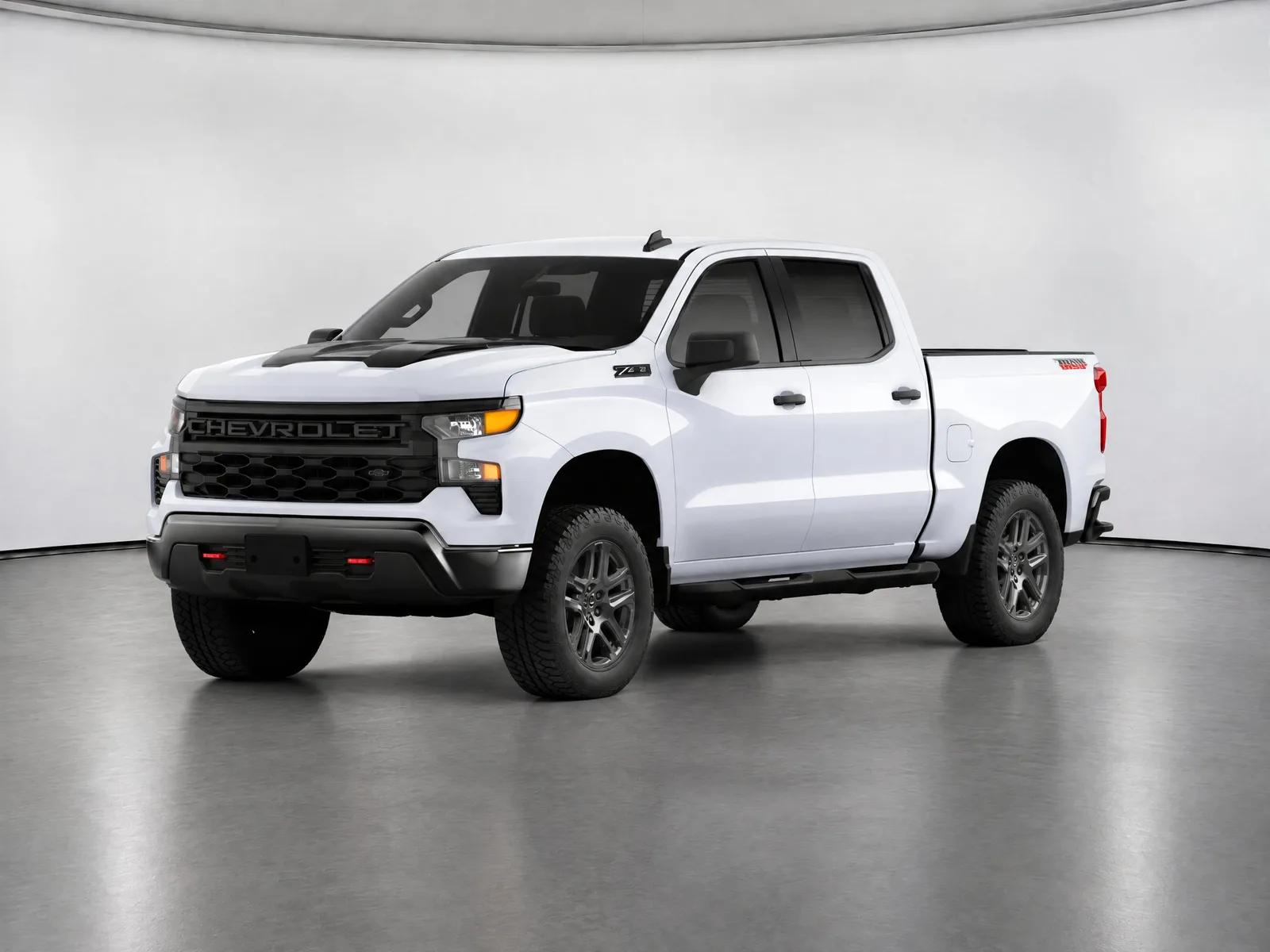 Pickup truck on the “White backdrop, graphite floor” background.