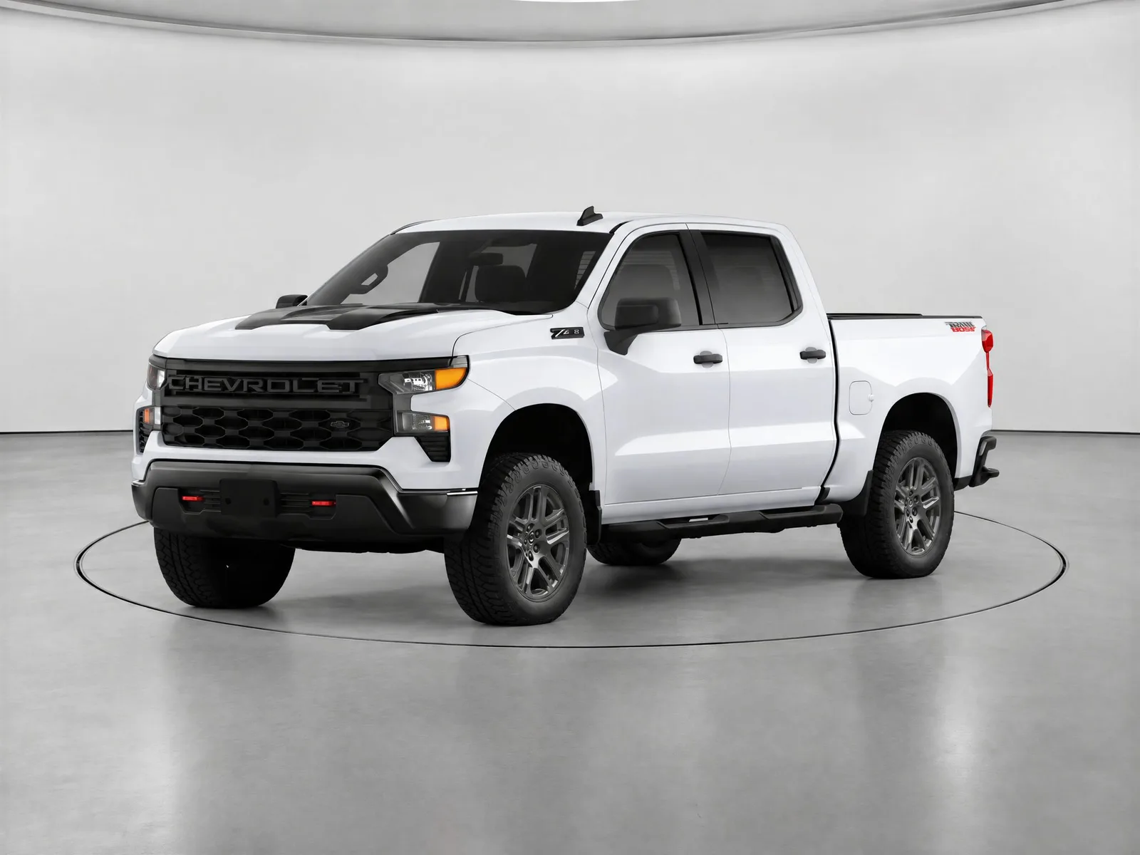 Pickup truck on the “White backdrop, grey floor, ring” background.