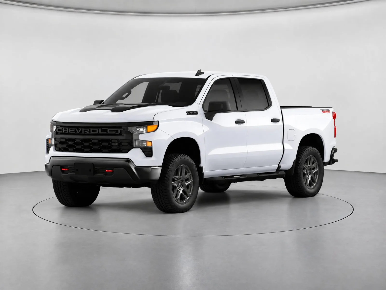 Pickup truck on the “White backdrop, soft grey floor, ring” background.