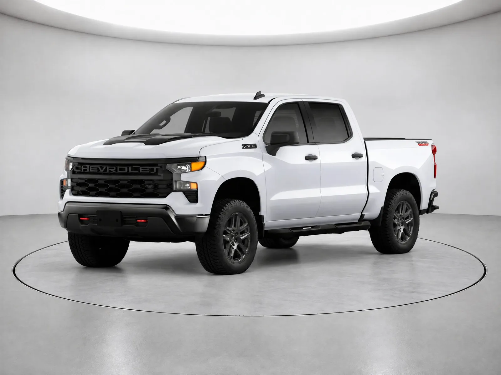 Pickup truck on the “White backdrop, cove light, ring” background.
