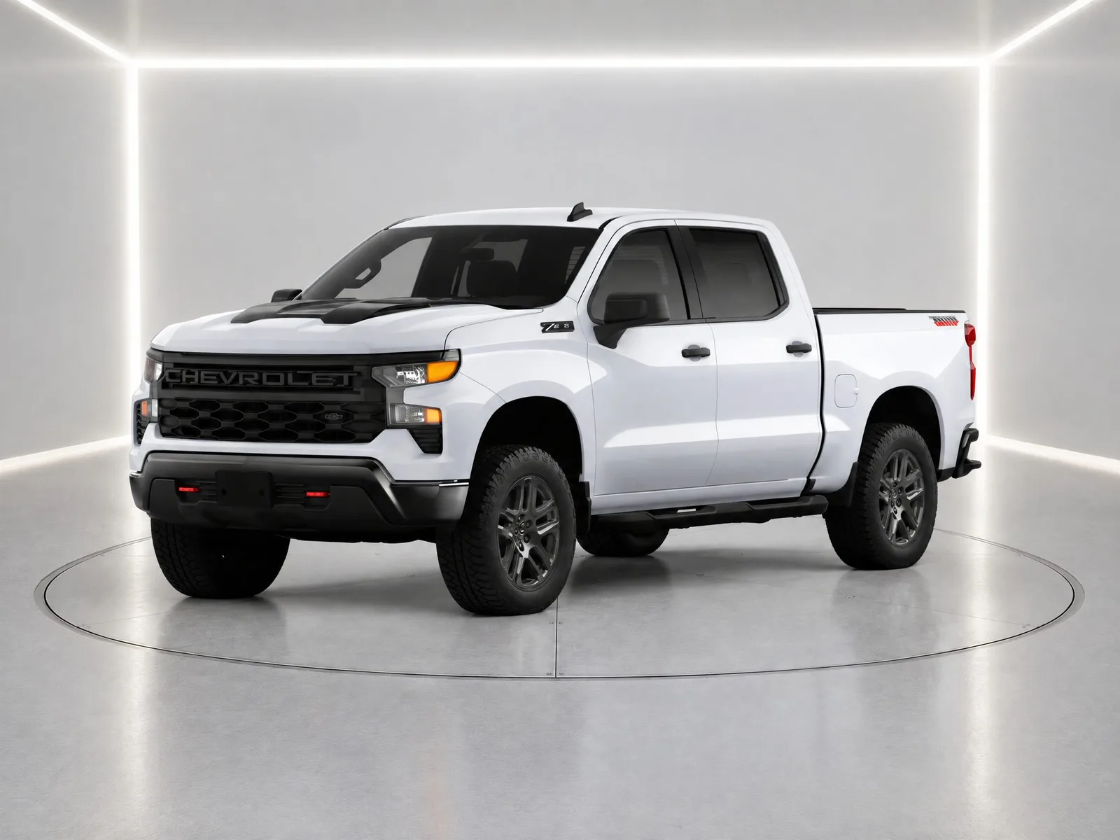 Pickup truck on the “Neon-edged white box, ring” background.