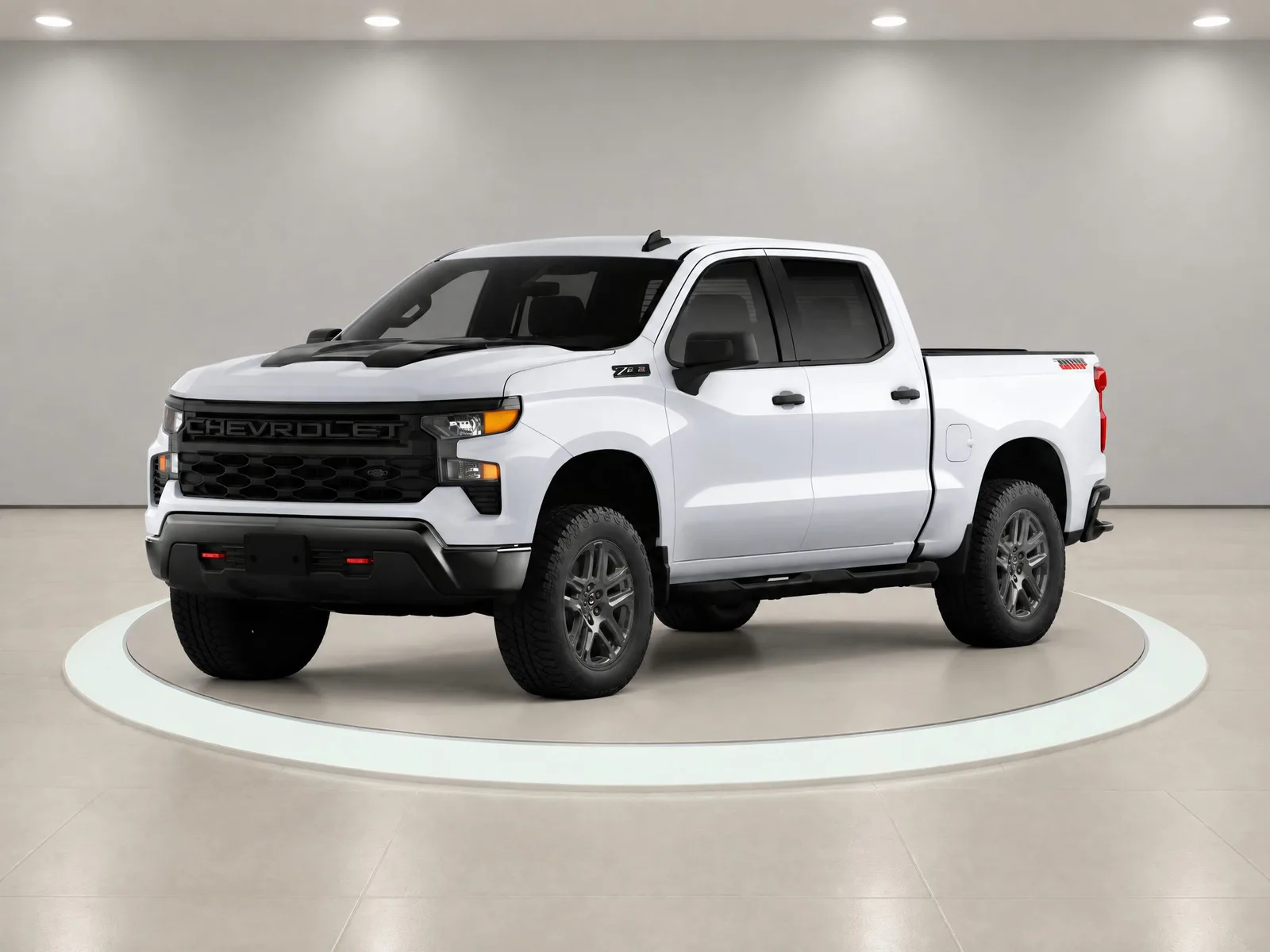 Pickup truck on the “Downlit white room, lit turntable” background.