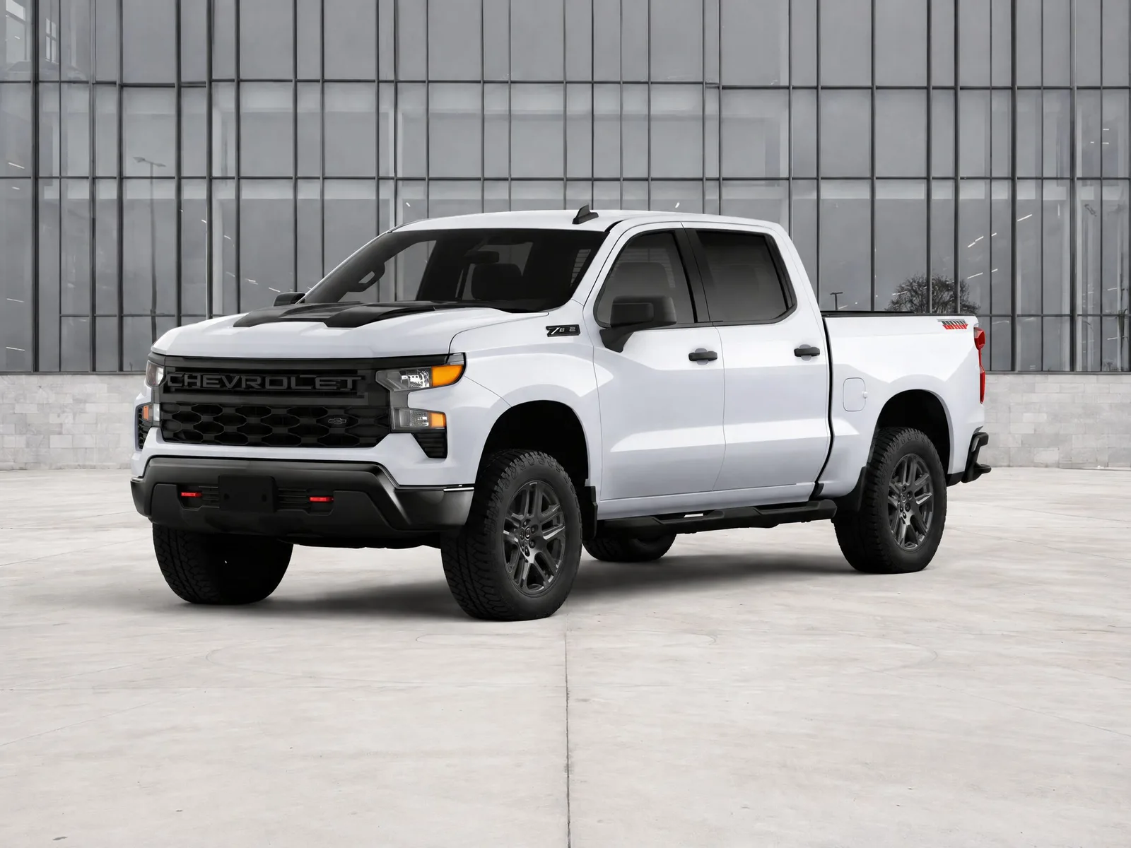 Pickup truck on the “Glass forecourt (stone base)” background.