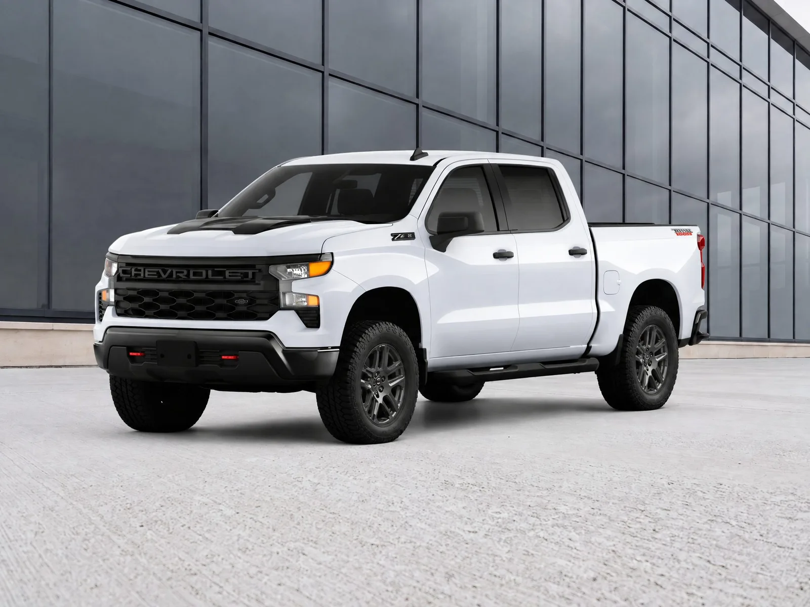 Pickup truck on the “Glass forecourt” background.