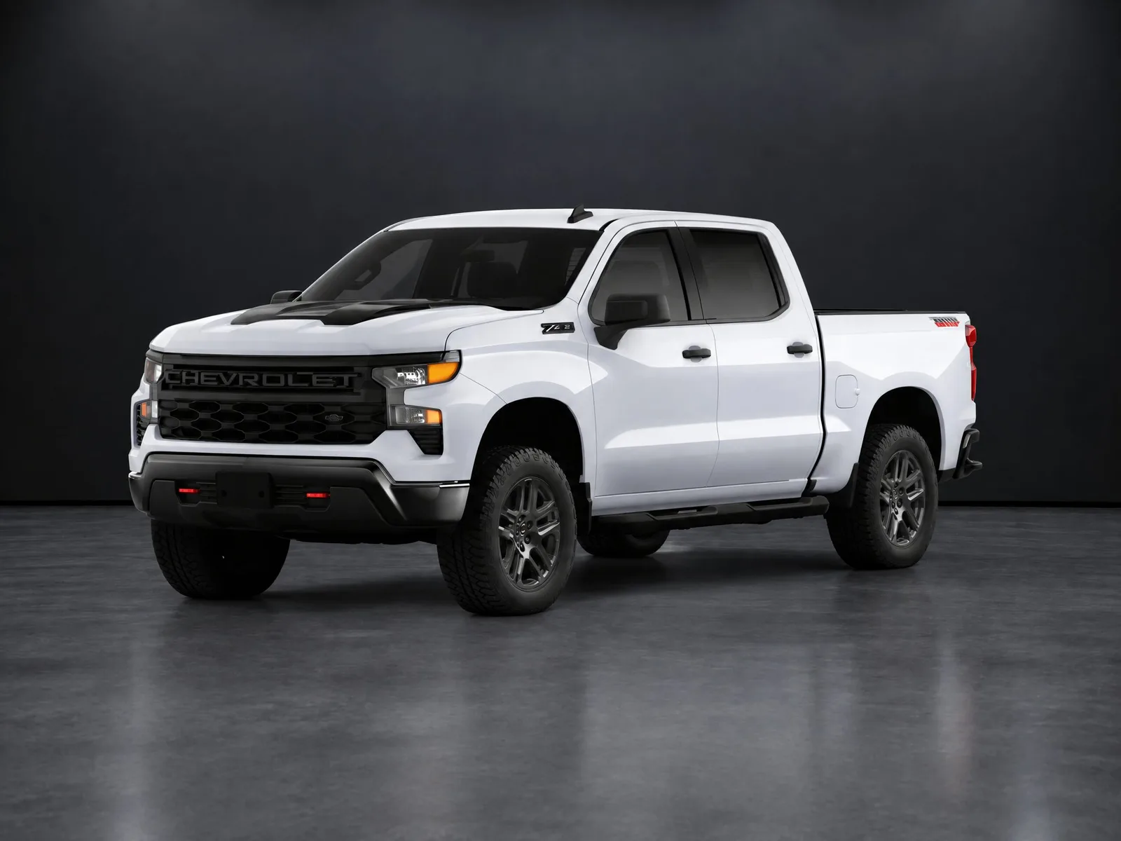 Pickup truck on the “Dark showroom, smooth floor” background.