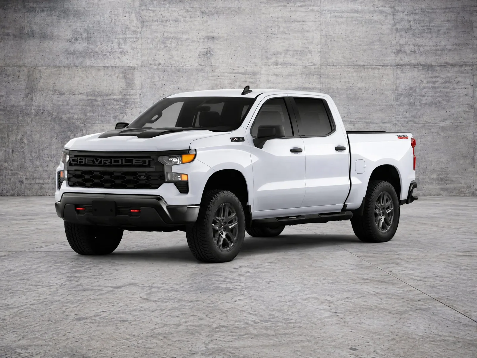 Pickup truck on the “Concrete studio (board-formed)” background.